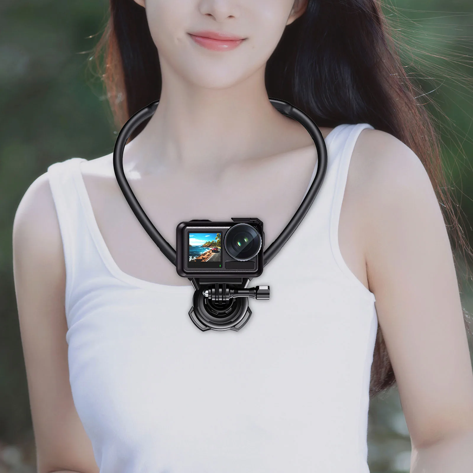 For DJI Action 5 Pro/4/3/Gopro 13/12 Neck Action Camera Holder Shockproof Hands Free Sport Camera Holder for POV Vlog Recording