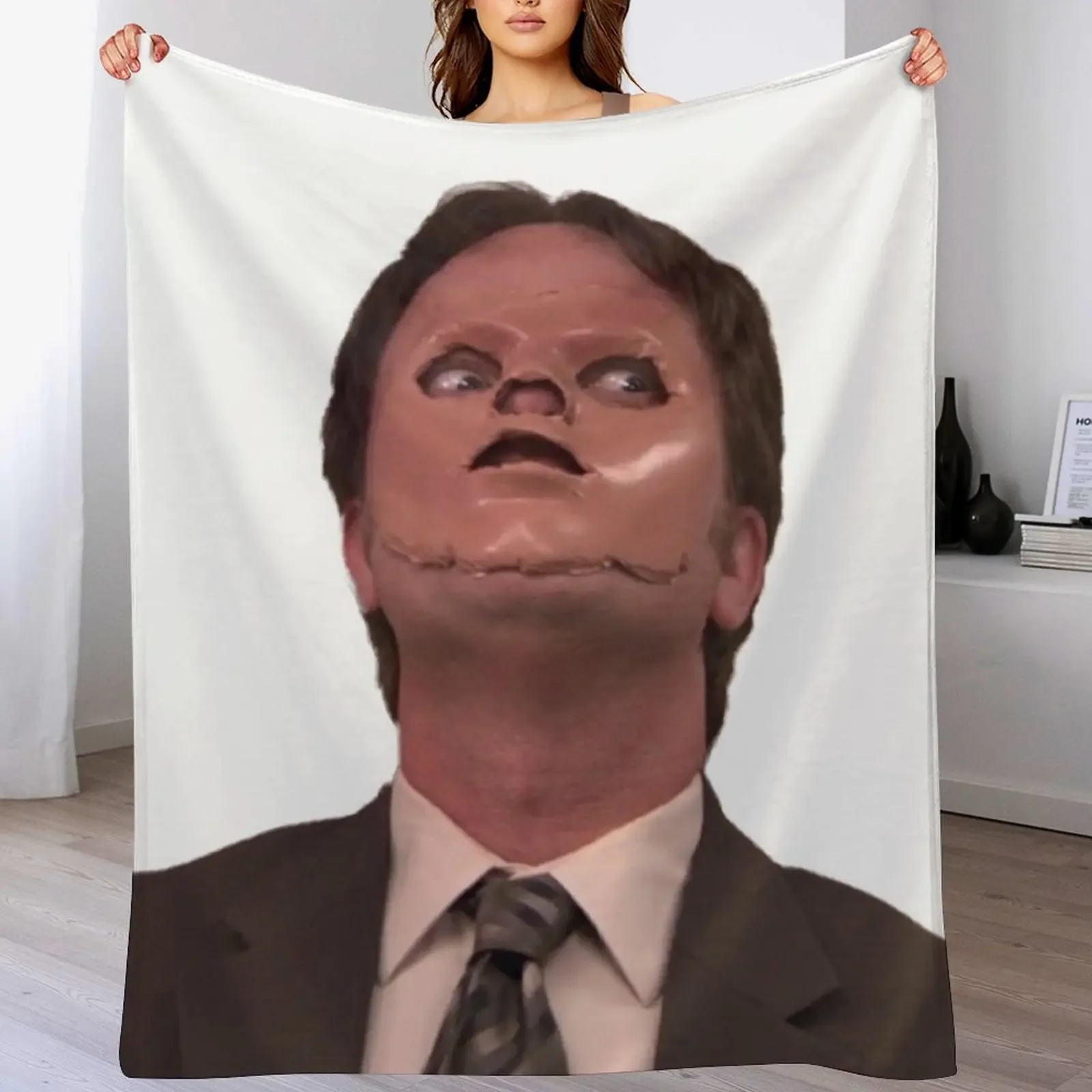 Dwight Schrute - Skin Mask Throw Blanket Flannel sofa bed Moving Soft Beds Blankets