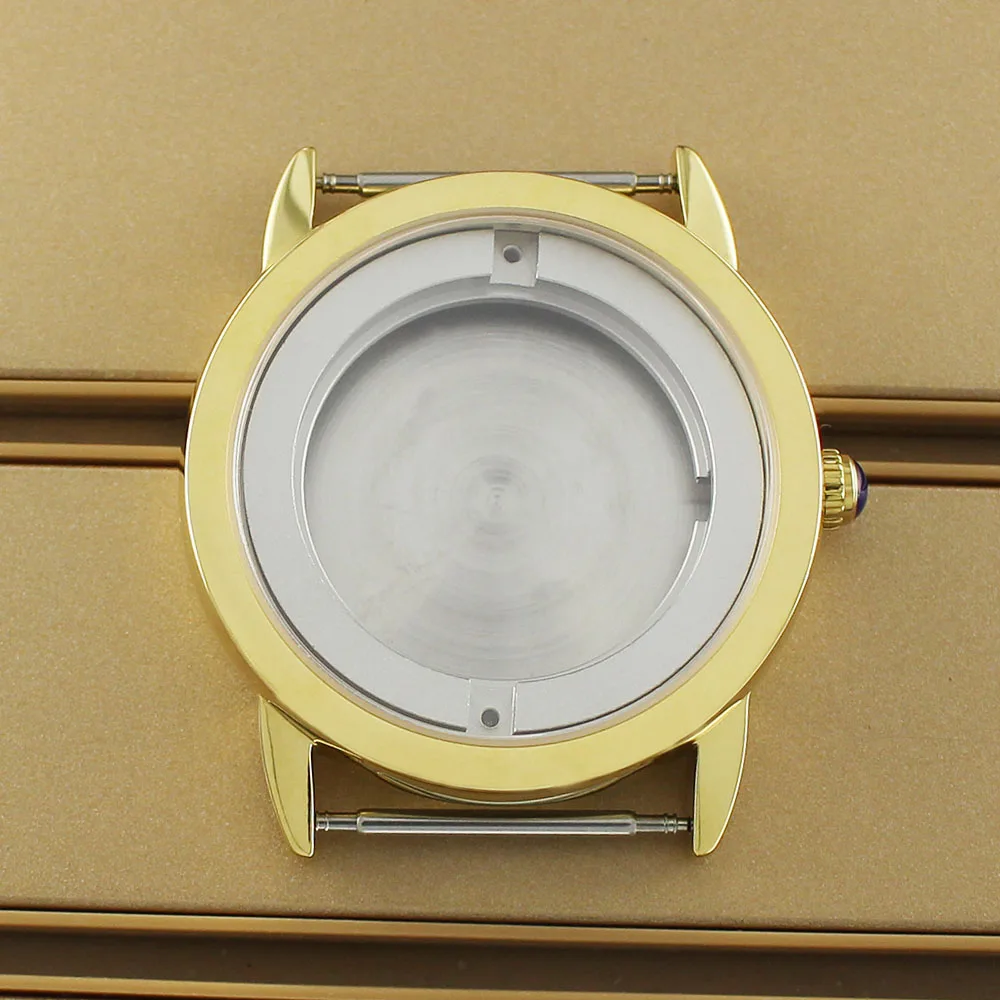 

PVD 42mm Gold Watch Case Sapphire Glass Transparent Back Waterproof For ETA2824 PT5000 Movement 34.50MM Dial Stainless Steel Set