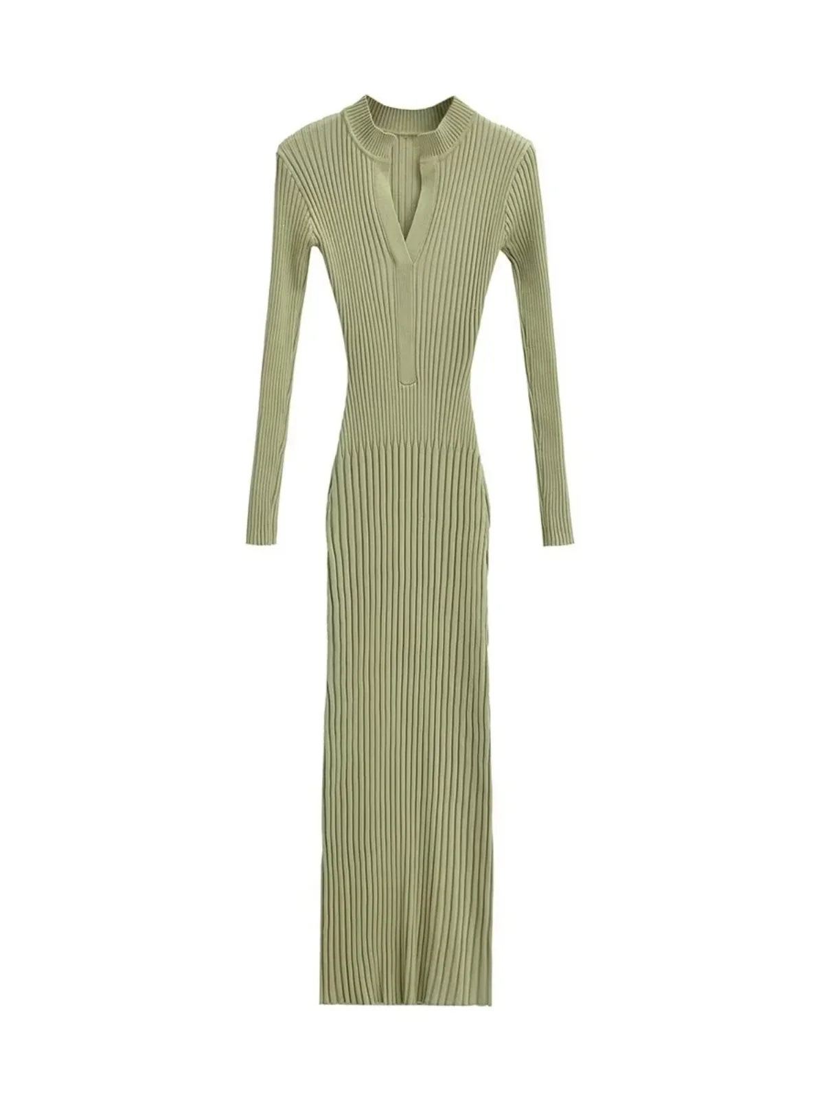 الأمريكية الرجعية V-Ne محبوك طويل Sve الدكتور الخريف جديد Sle المرأة الخصر مقصوص Bodycon تنورة طويلة الدكتور سليم صالح #2