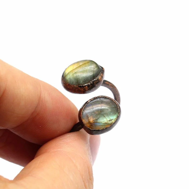 Polly Jewelry Bohemia Jewelry Natural Kyanite Labradorite GEMS Stones Vintage Rings For Women Mystery witch jewelry
