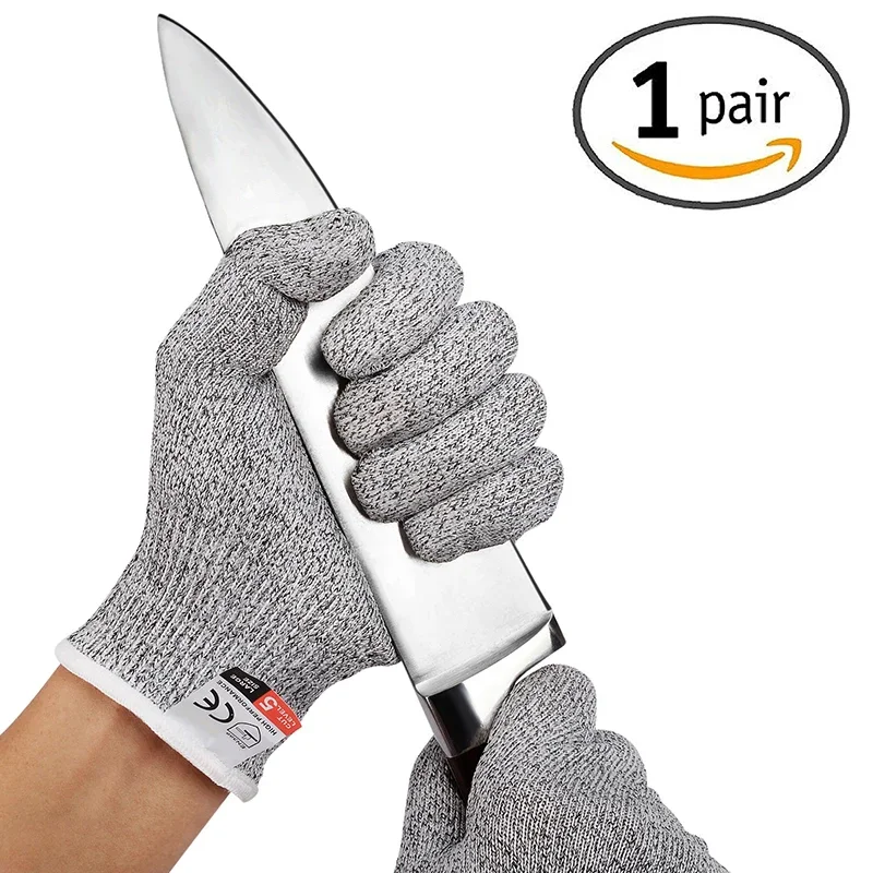 1Pair Anti-cut Gloves Kitchen Butcher Cut-Resistant Protective Wearable Anti-glass Scratches Wire Anti-Cutting Safety Glove