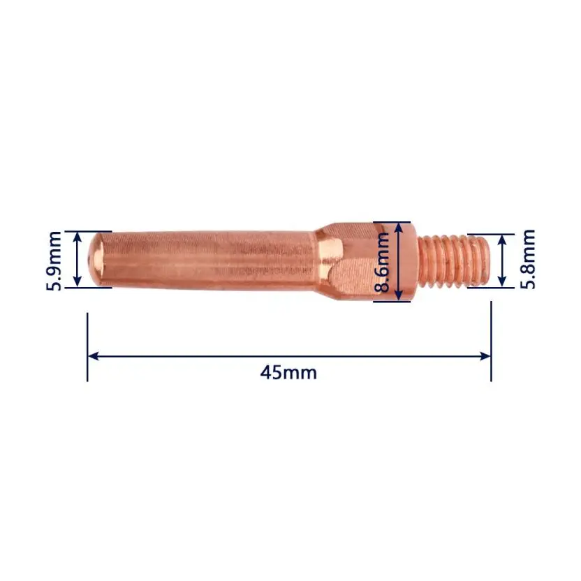 10Pcs 200A 350A 500A MIG MAG Gun Accessories Consumables MIG Nozzle 45mm Electric Tip for the CO2 MIG Welding Machine