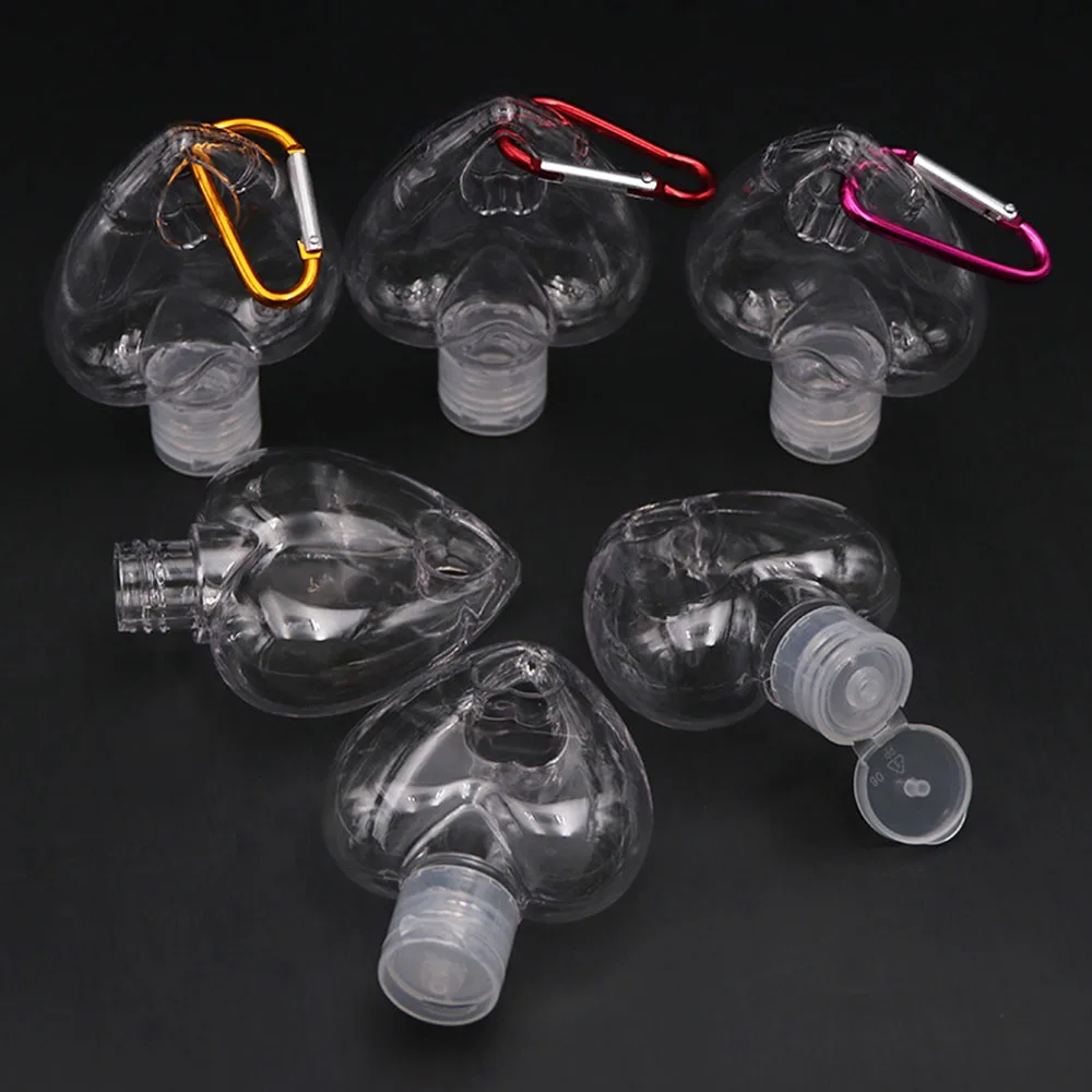 Portable Transparent Plastic With Key Ring Heart shape Spray Bottle Hand soap Bottle Cosmetic Container Refillable Bottle