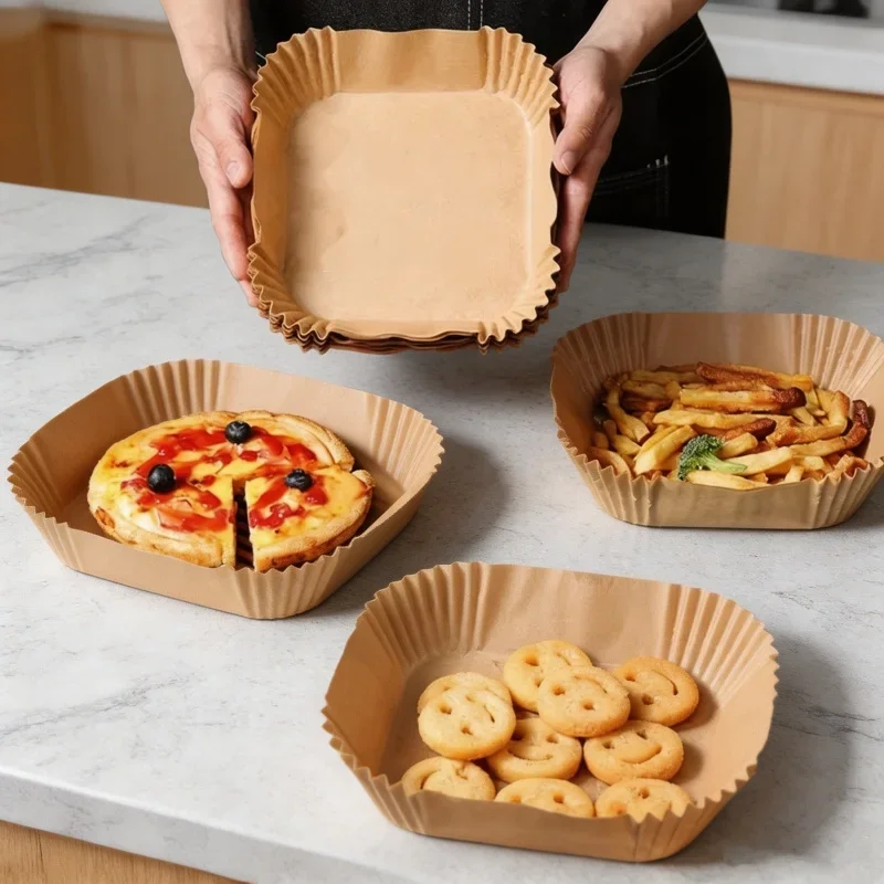 

Disposable Parchment Paper Liners 50 Pieces Non Stick Oil Resistant Air Fryer Mat Kitchen Cookware Baking Cooking Daily Use Pad