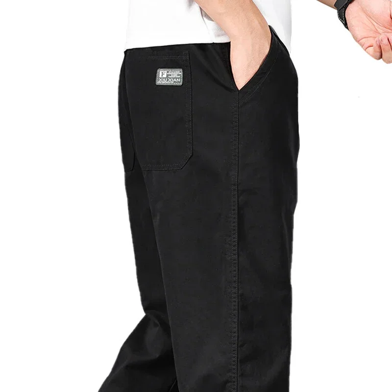 6XL Plus Size Men's Casual Cotton Pants Relaxed Fit Long Trousers Elastic Waist Drawstring Sweatpants Mens Jogger Pants Autumn
