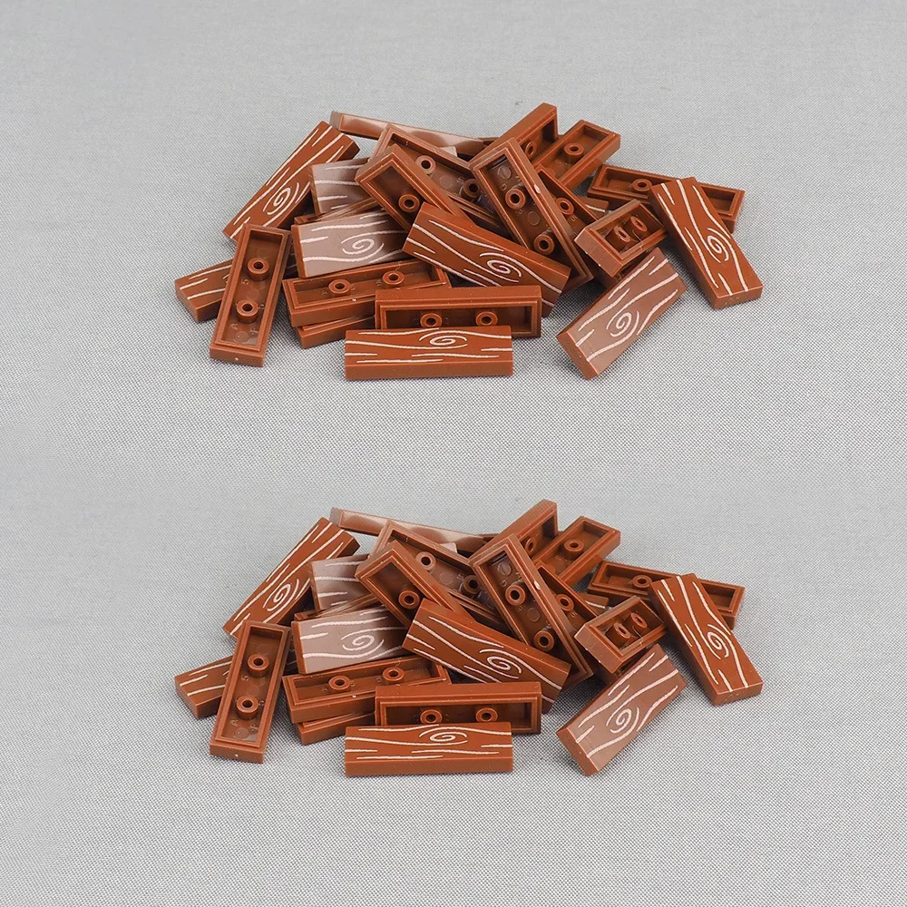 MOC – blocs de construction en Grain de bois imprimé 63864, 10 pièces, motif de sol 2431, accessoires compatibles assortis, jouets DIY, cadeau pour enfants