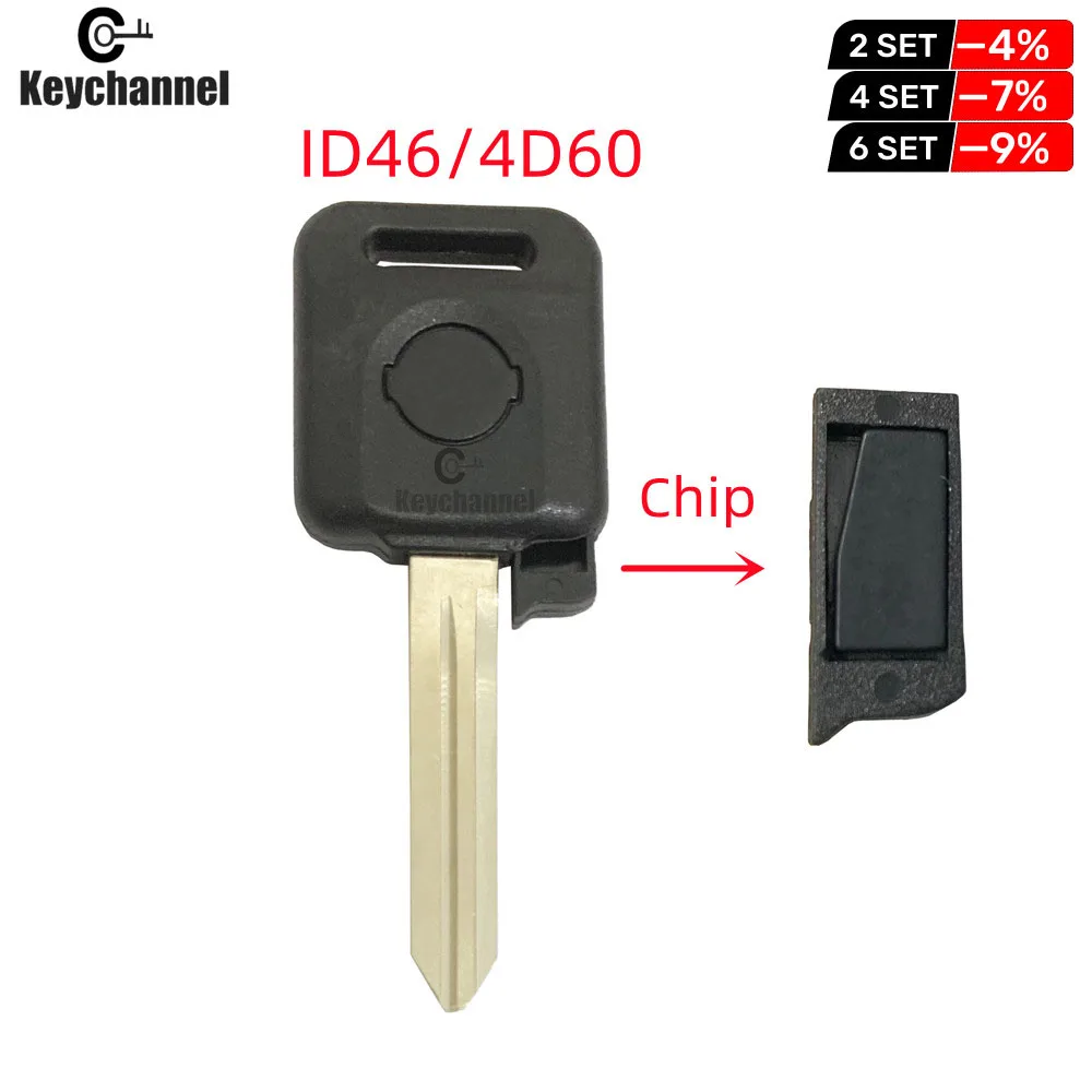 Keychannel Car Key Shell Transponder Key Case With Uncut NSN14 Key Blade ID46 4D60 Chip for Nissan Tiida Sentra Juke Altima