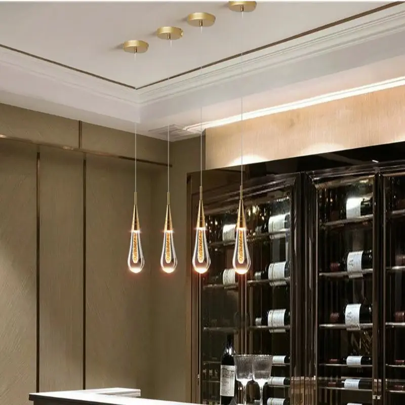Modern LED Bubble Crystal Pendant Light for Restaurant Home Decor Hanging Lamp Ceiling Chandelier for Living Room Bedroom