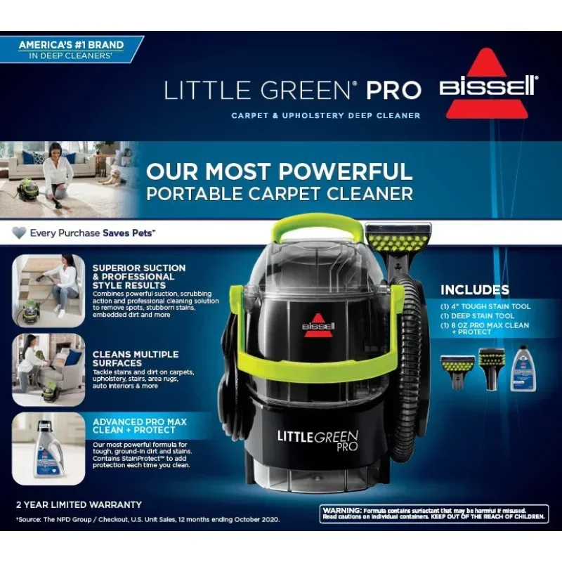 Little Green Pro Portable Carpet Cleaner, 2505 Deep Stain Tool, 4\