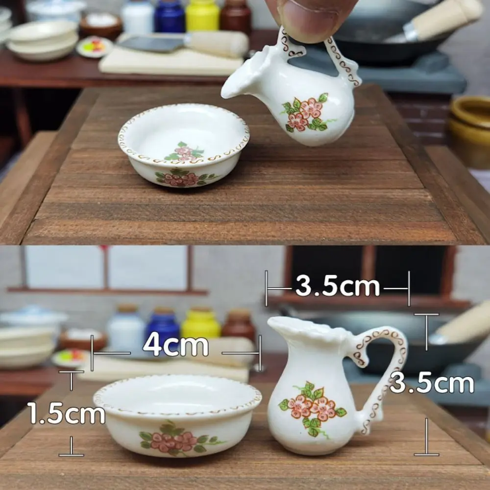 2pcs/set Mini Doll House Accessories Ceramic 3 Styles China Tea Cup Ceramic Bowls Pots 1/6 BJD Doll/1.5" Barbie Doll/Blythe Doll