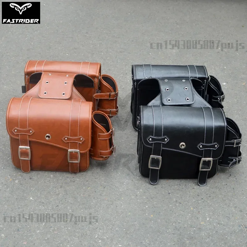 Retro Bicycle Leather Rear Rack Bag Motorcycle Pannier Bag Side Bag Electric Vehicle Riding Bag Bike Accessories