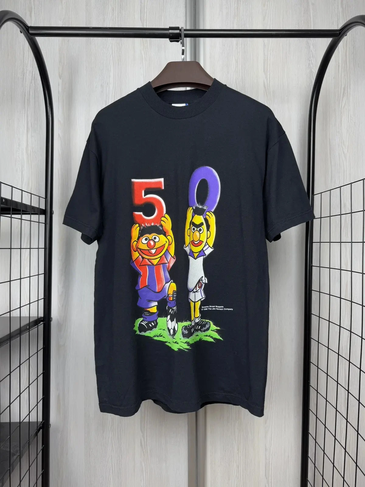 

Винтажная мужская и женская хлопковая футболка Эрни и Герберта с принтом «Улица Сезам» 1998, верхняя одежда без подкладки