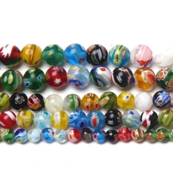 Multi Colors Lampwork Round Glass Loose Beads 15