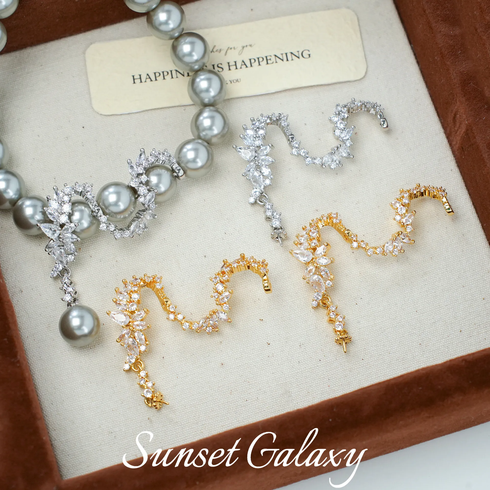 18k Gold-plated Zircon S-shaped Flower Vine Bead Partition Handmade DIY Beaded Loose Bead Bracelet Necklace Jewelry Material