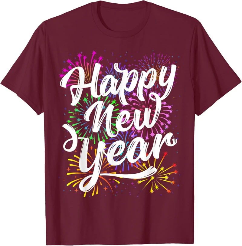 2025 Happy New Year T Shirt Fashion Simple Alphabets Short Sleeve Men Women 3D Printed T-shirt Casual Crew Neck Oversized Tees