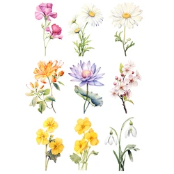 Spring Peach blossom Chrysanthemum Lotus flower dtf Heat Transfer On Clothes ready to press patches for clothing Iron On Patches