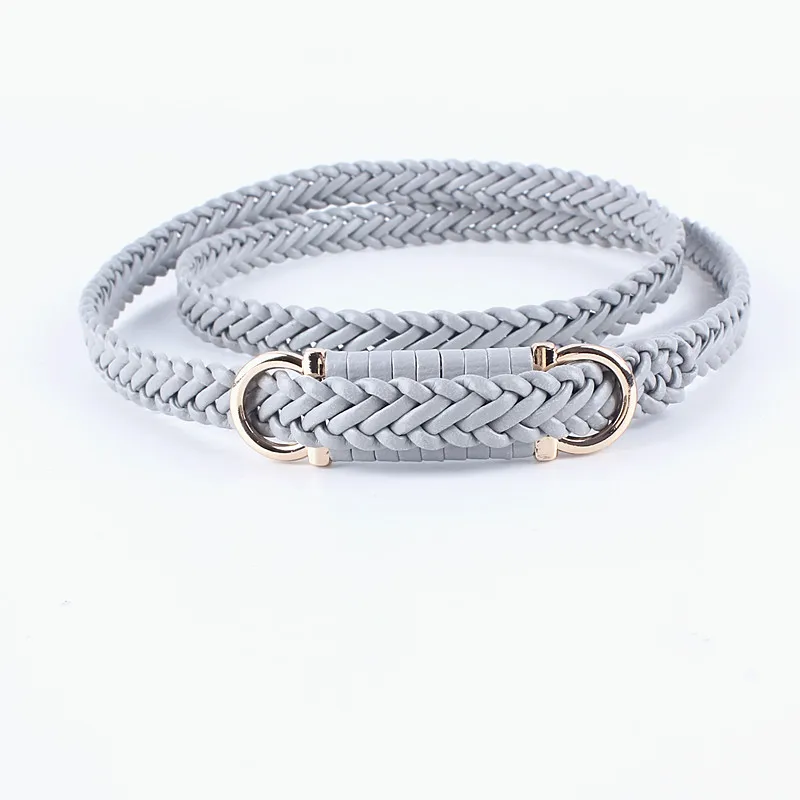 Adjustable Leather Knitted Braided Weaving Belts for Women Girdle Dresses Waist Rope Strap Casual Luxury Female Waistband