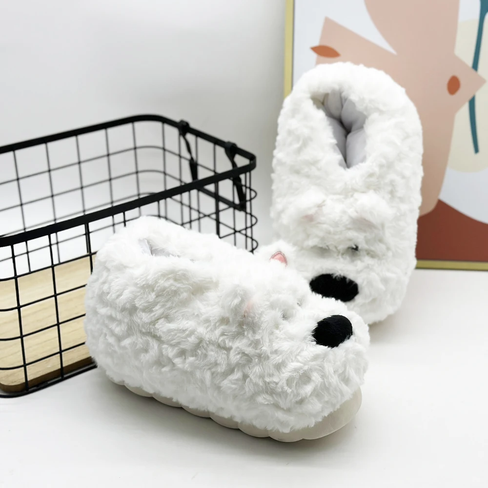 White West Highland Dog Animal Collection Plush Slippers for Children's Birthday Gifts Home Decorations