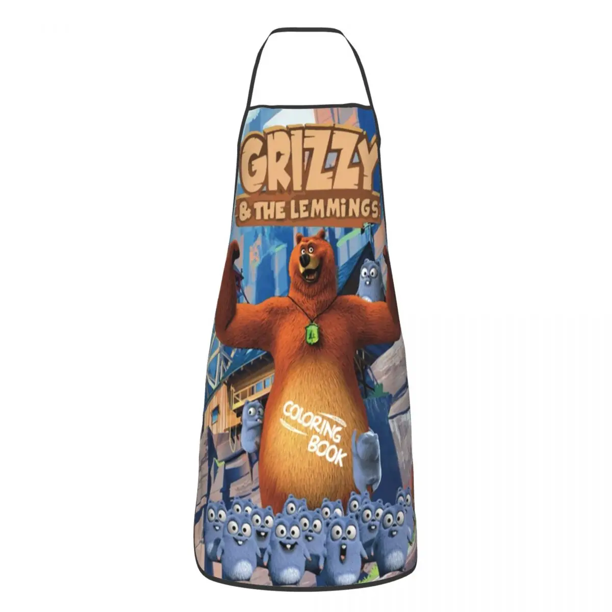 Sunlight Bear Grizzy And The Lemmings Aprons Women Men Unisex Kitchen Chef Cartoon Tablier Cuisine for Cooking Baking Painting