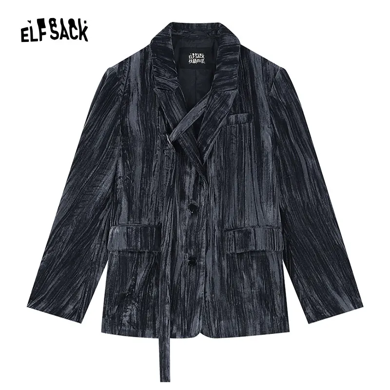 ELFSACK Silk Solid Suit Jackets Elegant Casual OL Women 2024 Spring New Coats