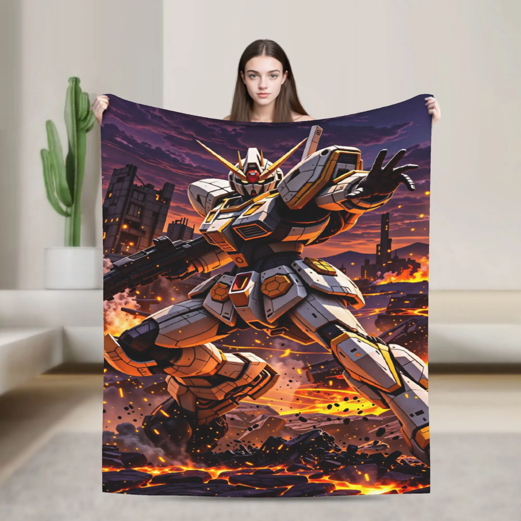 Mobile Suit Gundam Blanket Quality Super Warm  Throw Blanket Winter Travel Couch Chair Sofa Bed Fashion Bedspread