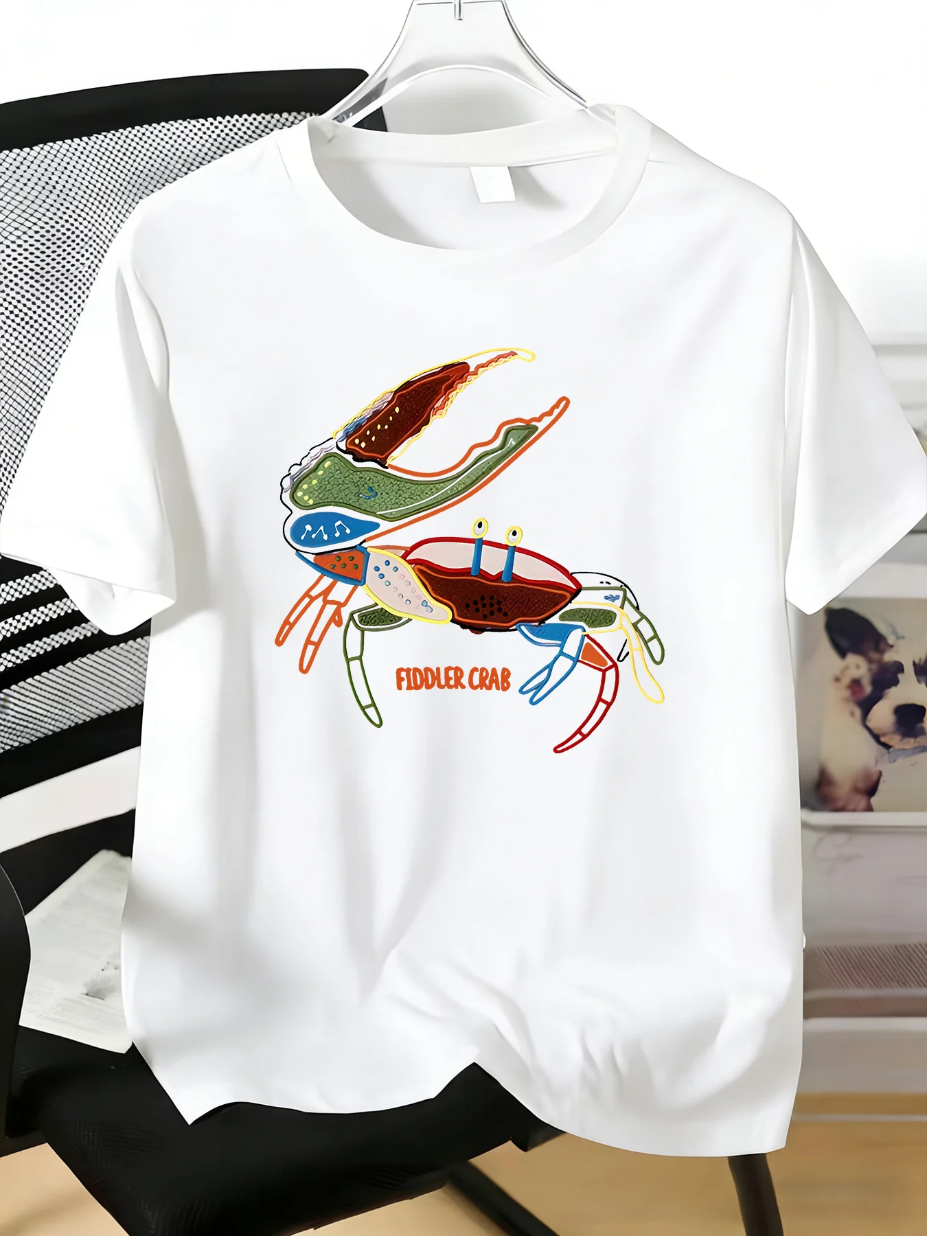 Mens Red Basic T Shirt Hand Drawn Vibrant Fiddler Crab Pattern Comfort Crew Neck Short Sleeve Summer Daily Street Casual Tops