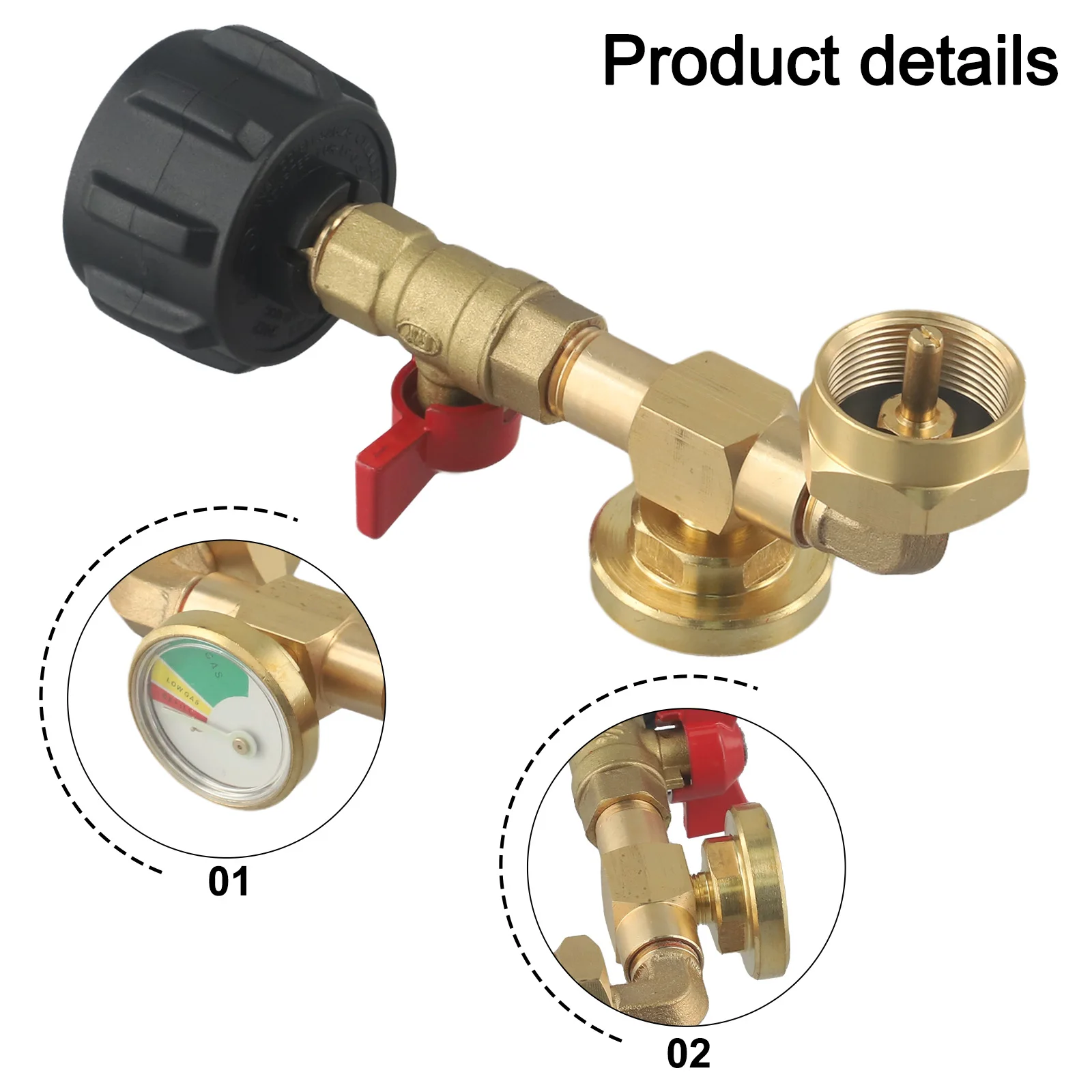 Propane Refill Adapter WGauge & Control Valve Easy to Use Filling Solution Sealed with Solid Brass Gas Monitoring