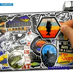 50 Stück, Fisherman Style Decals, Outdoor Angeln gehen, Lustiger Fisch Slogan, Aufkleber-Paket, für Telefon, Fahrrad, Motorrad, Auto, Kühlschrank, Glaskasten, Tankeimer, Laptop-Aufkleber