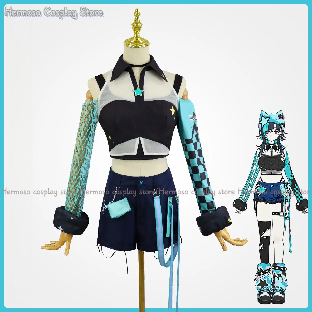 Vtuber Hololive FLOW GLOW Rindo Chihaya New Clothes Game Suit Cool Lovely Uniform Cosplay Costume Halloween Outfit