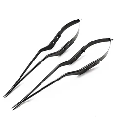 Stainless Steel Tweezers Needle Holder Black Handle Bayonet style Microscopic Surgical Needle Holder Forceps