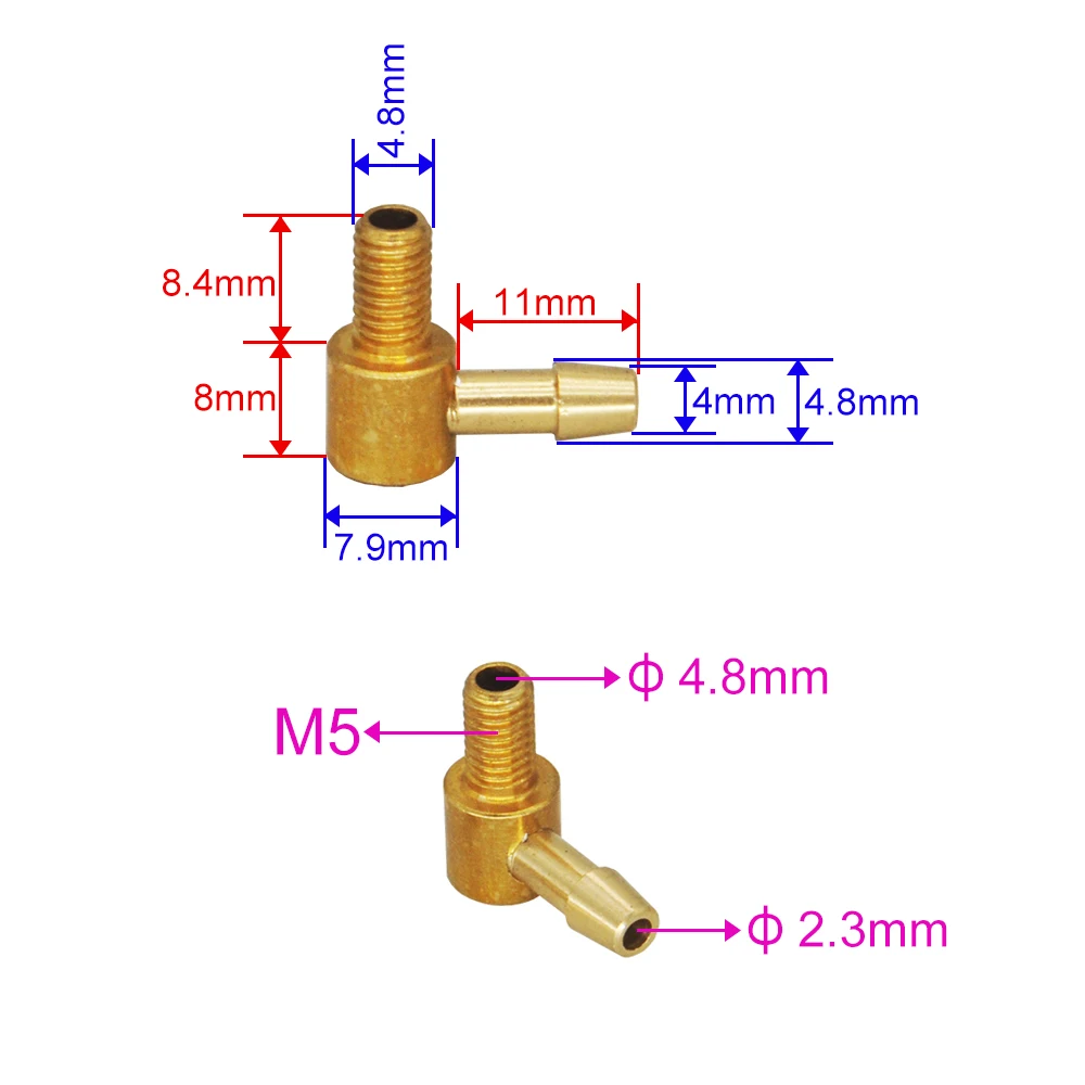 M5 Ottone 90 Gradi L Tipo Rame Ugello di Raffreddamento Ad Acqua Ugelli di Ingresso Olio Carburante Per RC Metanolo/Benzina/Parti del Serbatoio Barca Elettrica