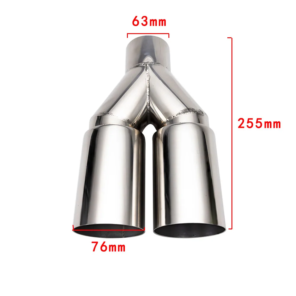 Stainless Steel single layer exhaust tip 63mm inlet straight cut 76mm Outlet Muffler Tail pipe end tip