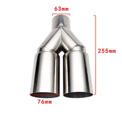 Stainless Steel single layer exhaust tip 63mm inlet straight cut 76mm Outlet Muffler Tail pipe end tip