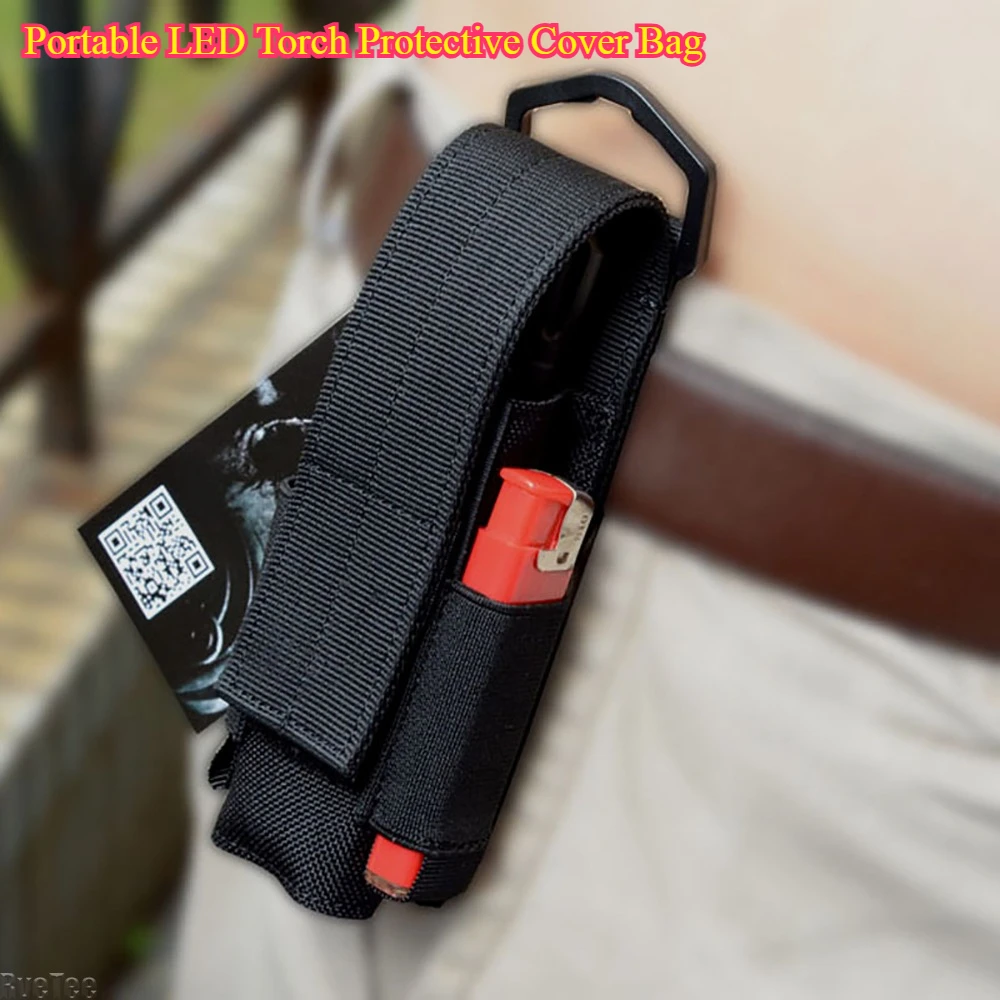 Portable LED Torch Protective Cover Bag - with 2 Battery Position Flashlight Telescoping Rod for Hunting