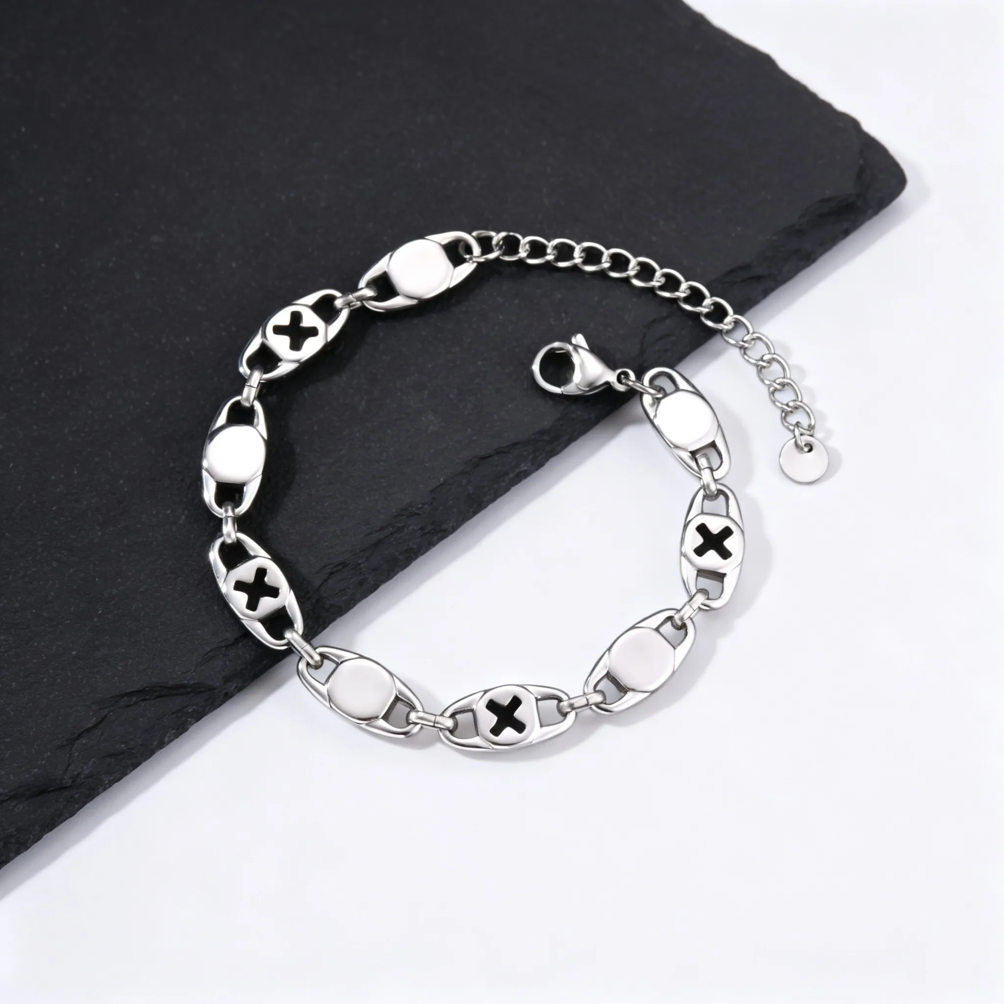 Neues Edelstahl-Kettenarmband für Männer, Punk Handgefertigtes Metall-Kettenarmband, Hip-Hop Casual Schmuck Geschenk – Detail 5