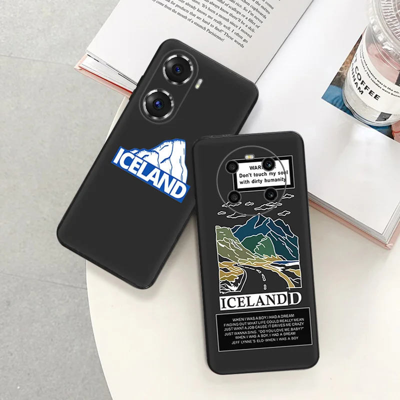 Чехлы для телефонов Honor X7b, X7, X8, X9, b, X6a, 90, 70, X8b, X9a, Magic5, Исландская ледяная Гора, пиксель 7, 6a, 7a, 8a, 8 Pro, черный чехол для телефона