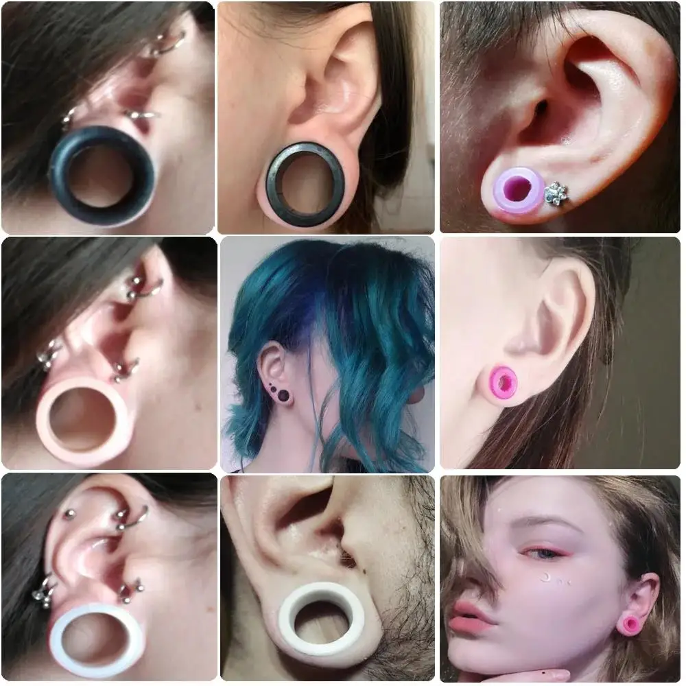 Image of 2 Stück 3–20 mm flexible Silikon-Ohrstöpsel und Tunnel, Ohrpiercings, Earlets, Ohrdehner, Expander, Ohrdehungen, Körperschmuck
