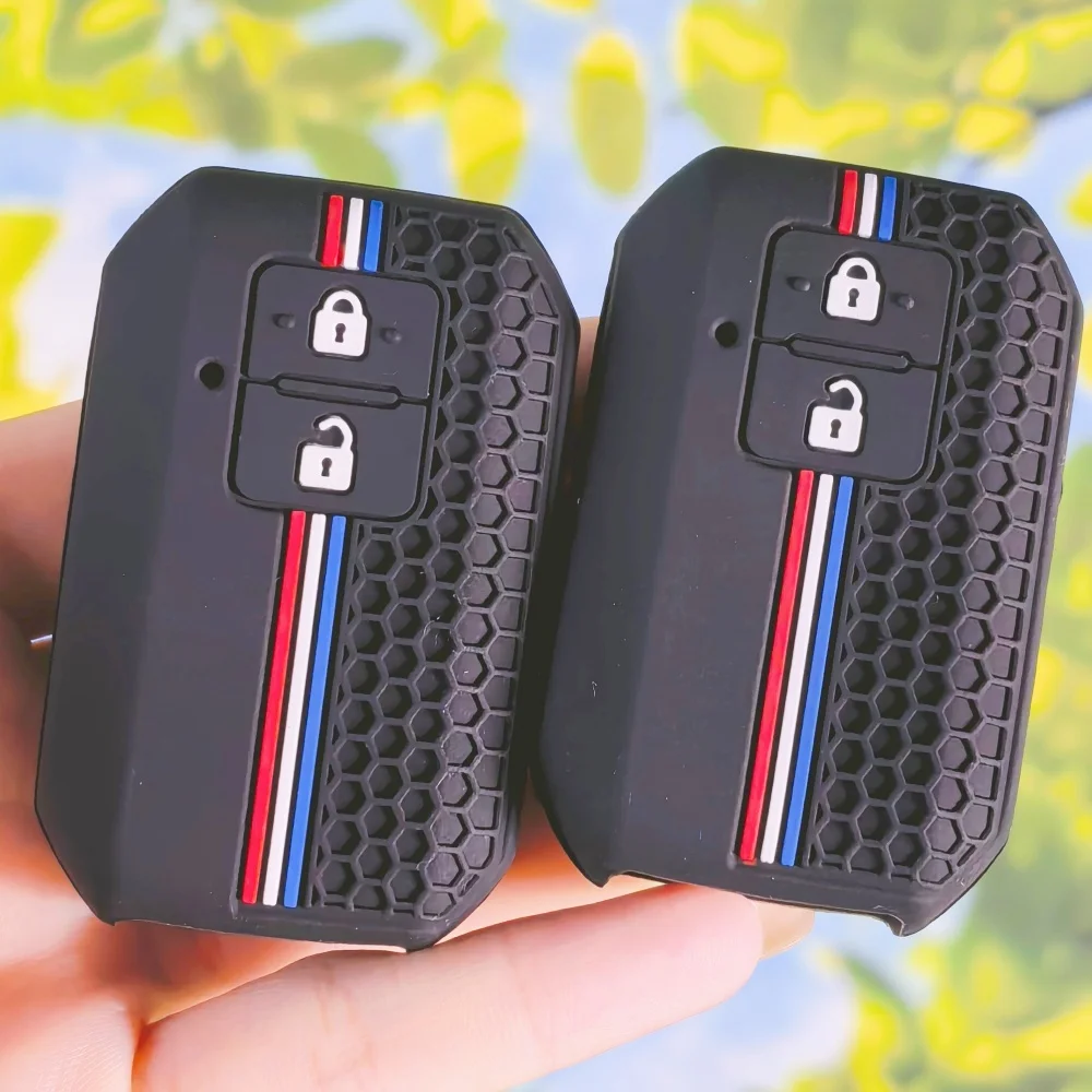 Silicone Key Fob Cover with Keychain, Honeycomb Racing Stripe for Suzuki Swift 2017 2018, Keyless Remote Shell Skin Accessories