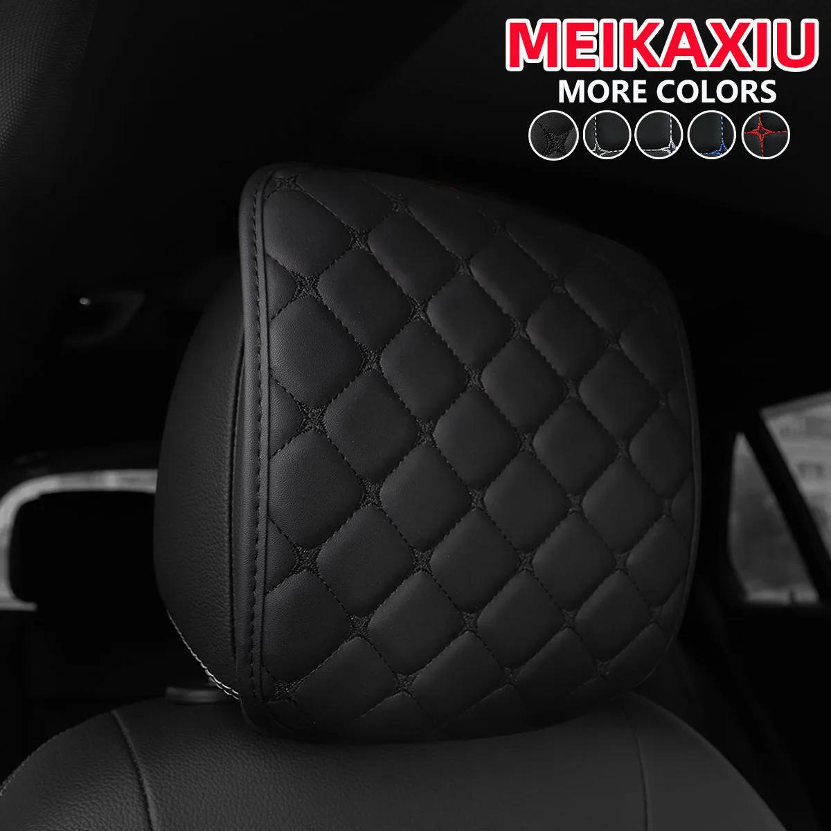 1 leather stereoscopic embroidered car head hat with headrest and headrest with headrest for car upholstery can be separated