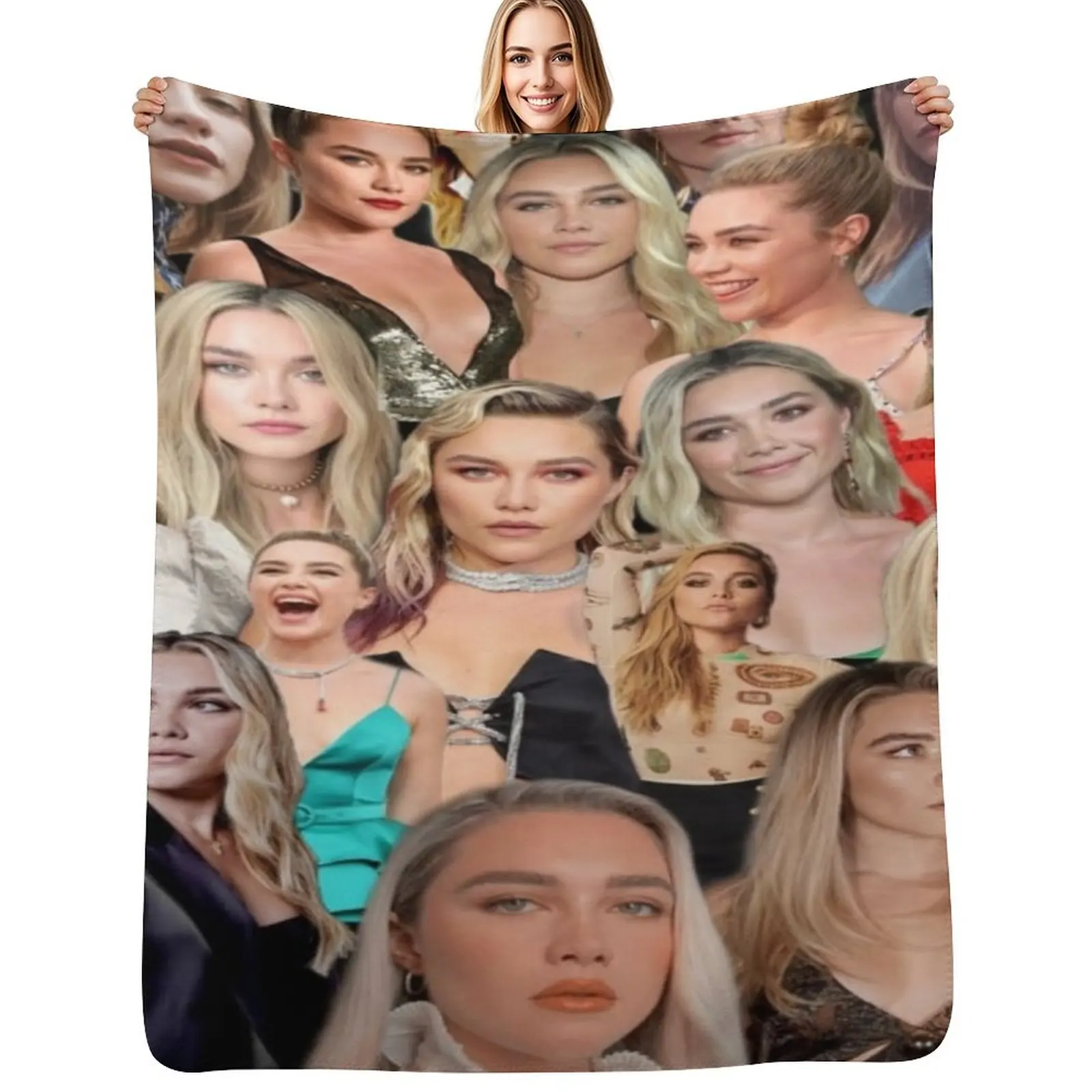 

Florence Pugh Editing Throw Blanket Vintage Bed linens Decoratives Blanket