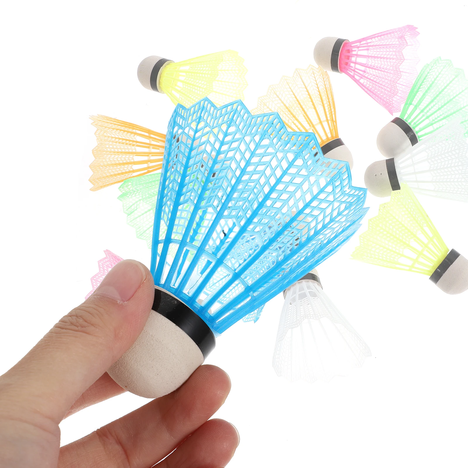 12Pcs Badminton Shuttlecocks Plastic Lightweight Durable Multicolor Waterproof for Indoor Outdoor Nylon Shuttlecocks Training