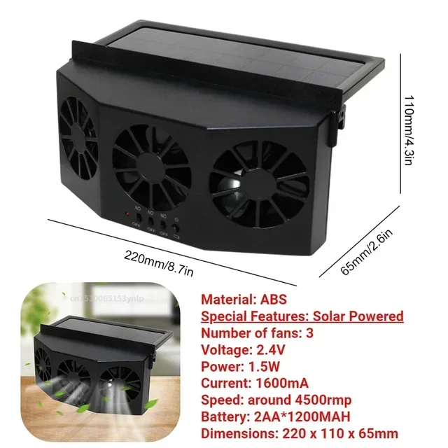 Auto-afzuigventilator 3-kops koelventilator USB-aangedreven auto-luchtreiniger Radiatorventilator Vensterventilatie Koele ventilatie Interieuraccessoires