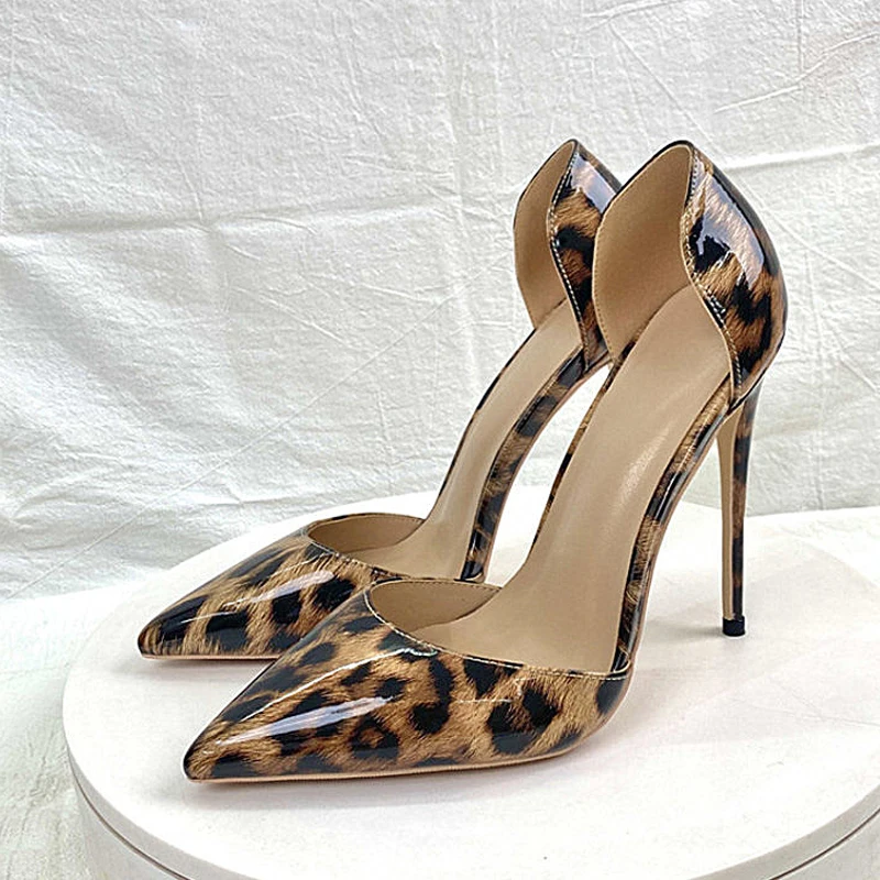 Leopard Print Sexy Women Pumps Shoes Women High Heels Pointed Toe Wedding Shoes 12cm Chaussure Femme QP023 ROVICIYA