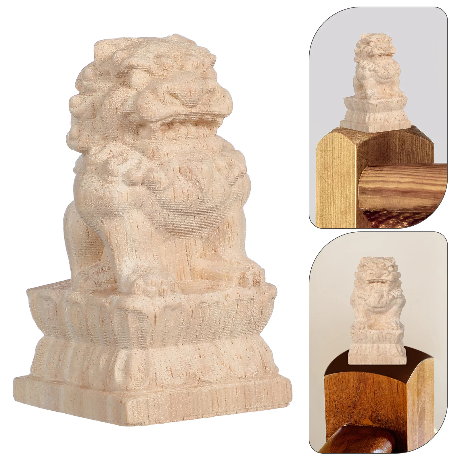 

Wooden Lion Finials Carved Fence Post Toppers For Staircase Baluster Decor Outdoor Indoor Handicraft Sewing Tools