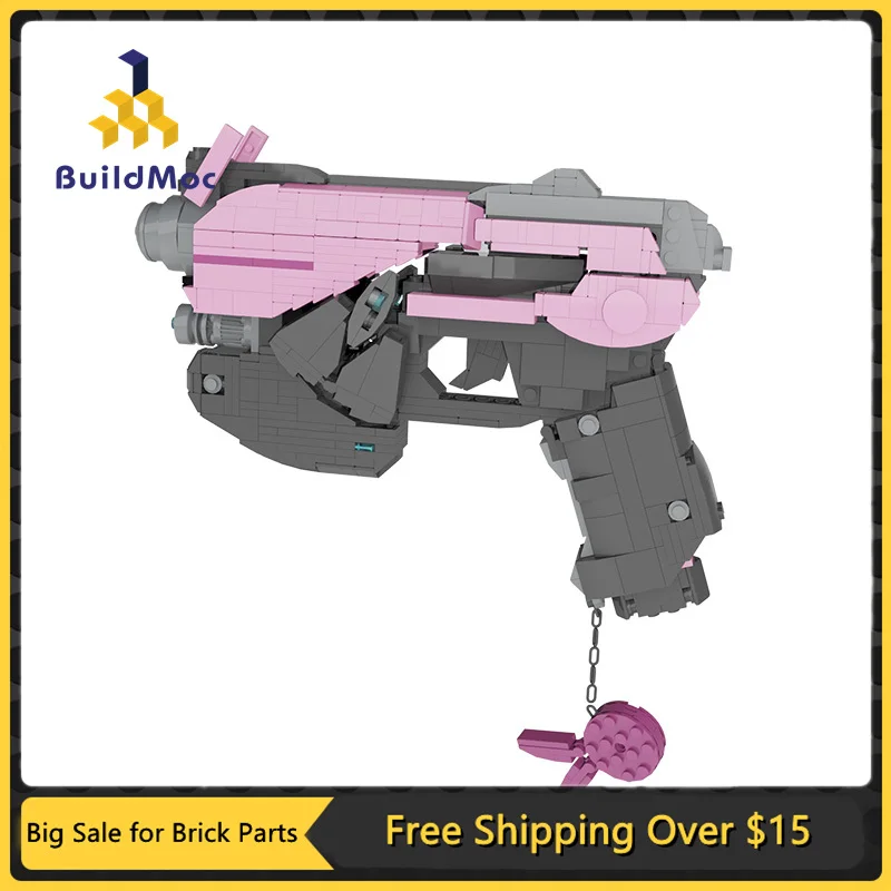 

MOC Shooting Game DVA Pink Light Pistol Weapon Gun Building Blocks Kit Handgun Cosplay Prop DIY Kids Assmble Toys Birthday Gift