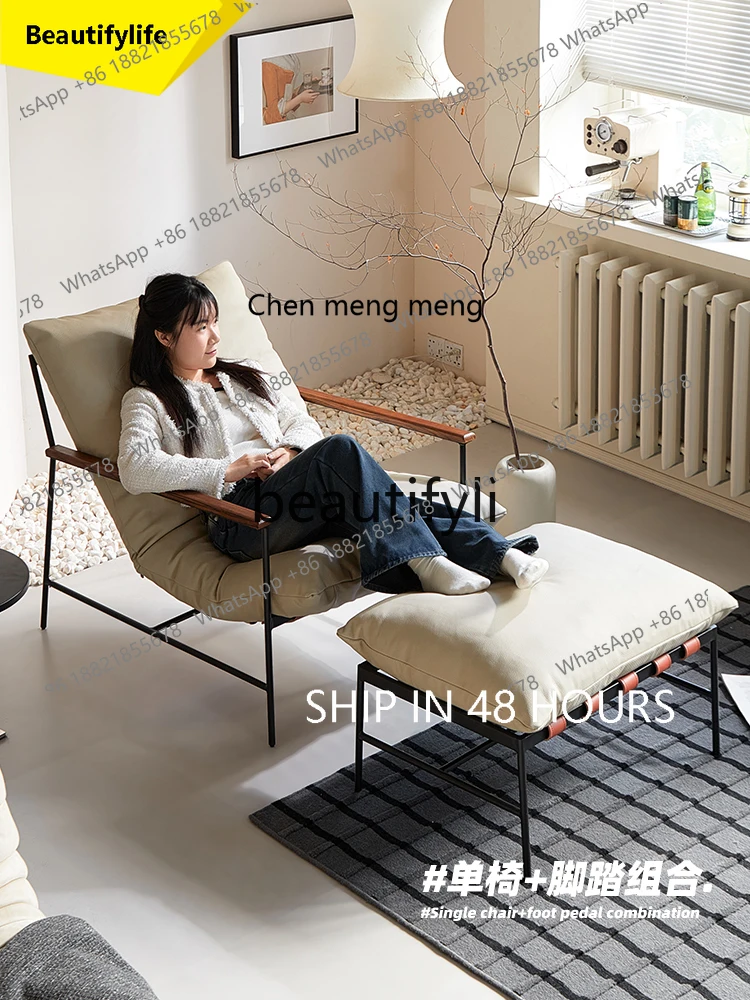 2003 Designer single sofa chair leather Italian living room removable and washable Nordic leisure lounge chair