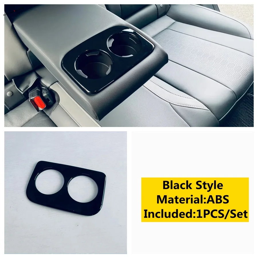 

Black Rear Seat Cup Holder Water Bottle Drinks Decoration Frame Cover Trim Fit For Subaru Crosstrek 2024 + Car Accessories