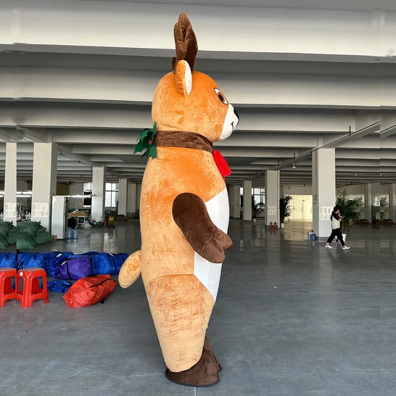 Inflável milu cervos elk mascote traje dos desenhos animados rena explodir andando boneca roupas halloween natal carnaval festa vestido
