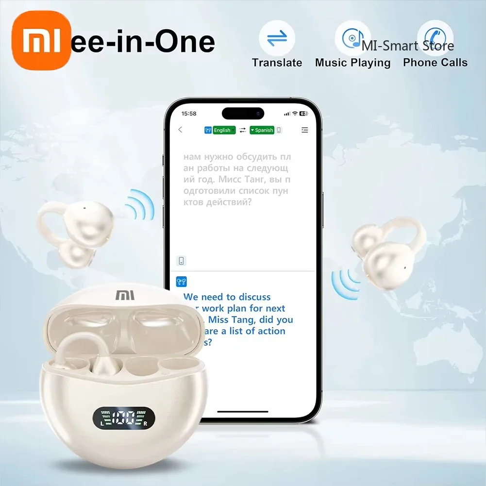 Xiaomi Wireless BT AI Translation Earbuds Accuracy 144 Languages Real-time Language Translation Earphones Smart Voice Translator